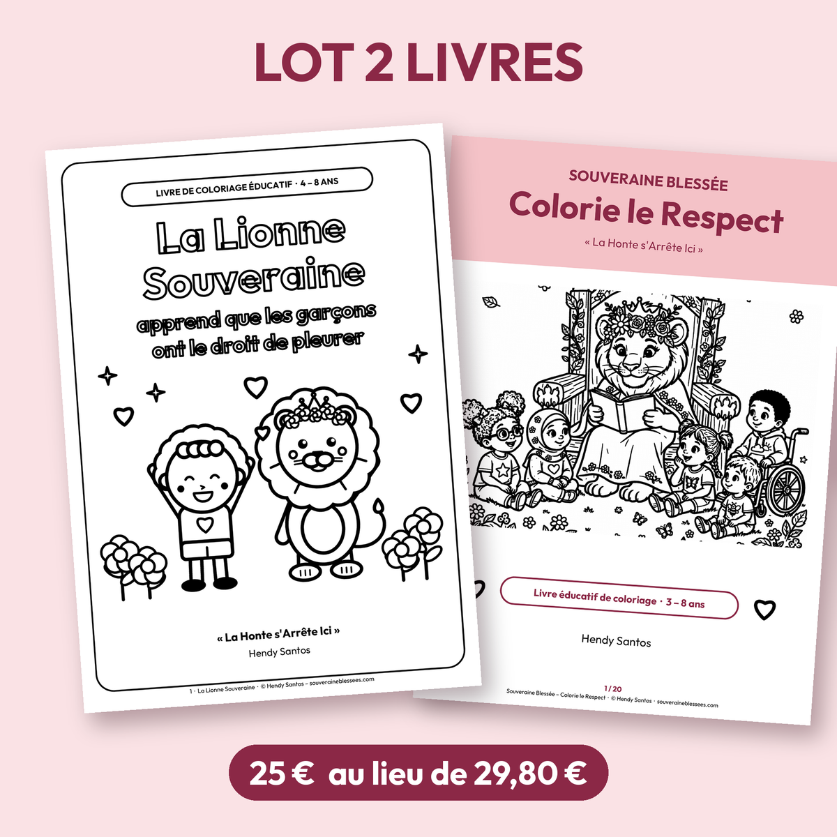 Lot 2 livres de coloriage Lionne Souveraine – Émotions & Respect (PDF)